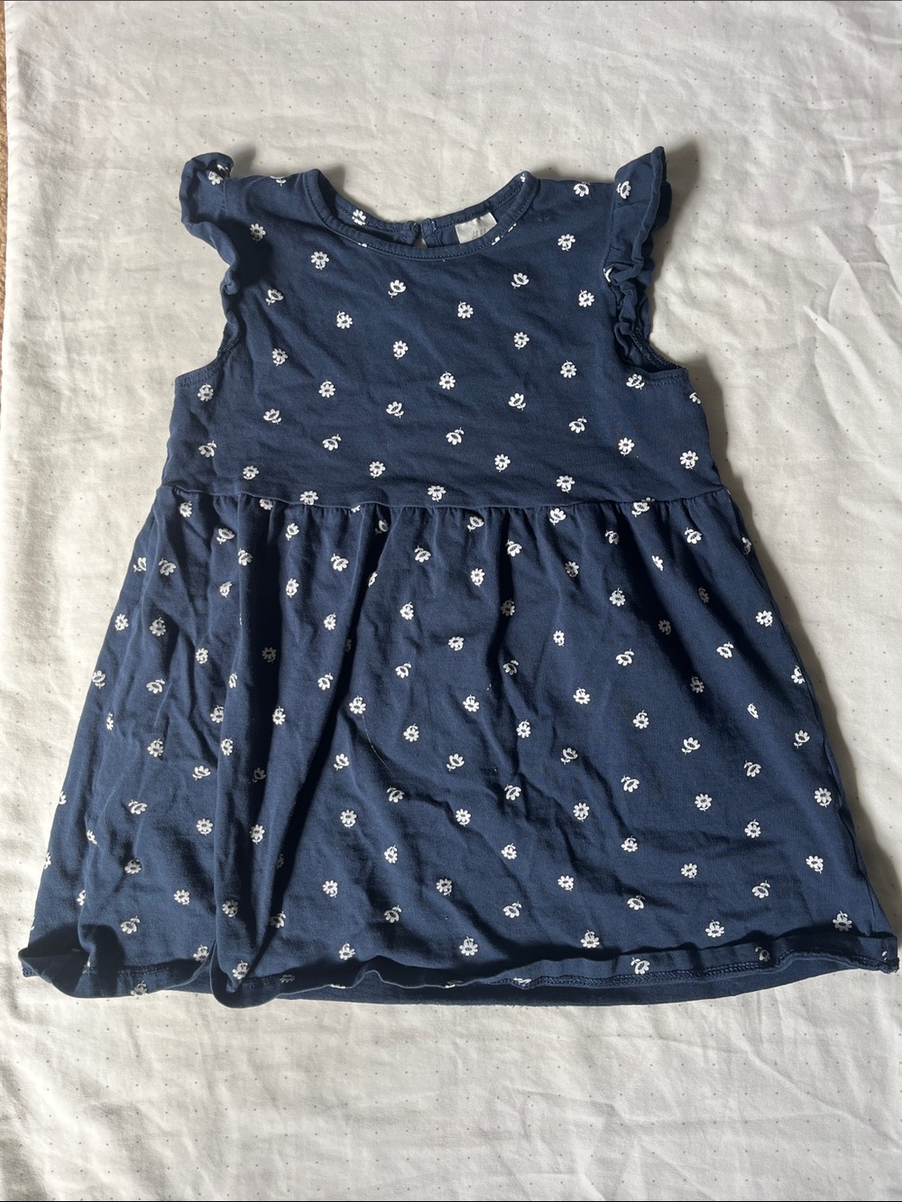 H&M 3T Navy Dress with White Floral Print